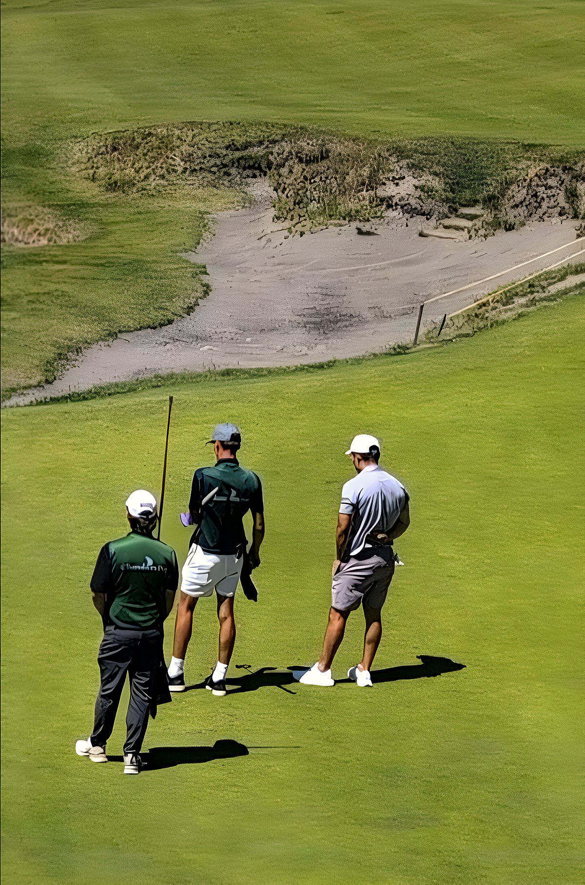 The crew on the green at Chambers Bay